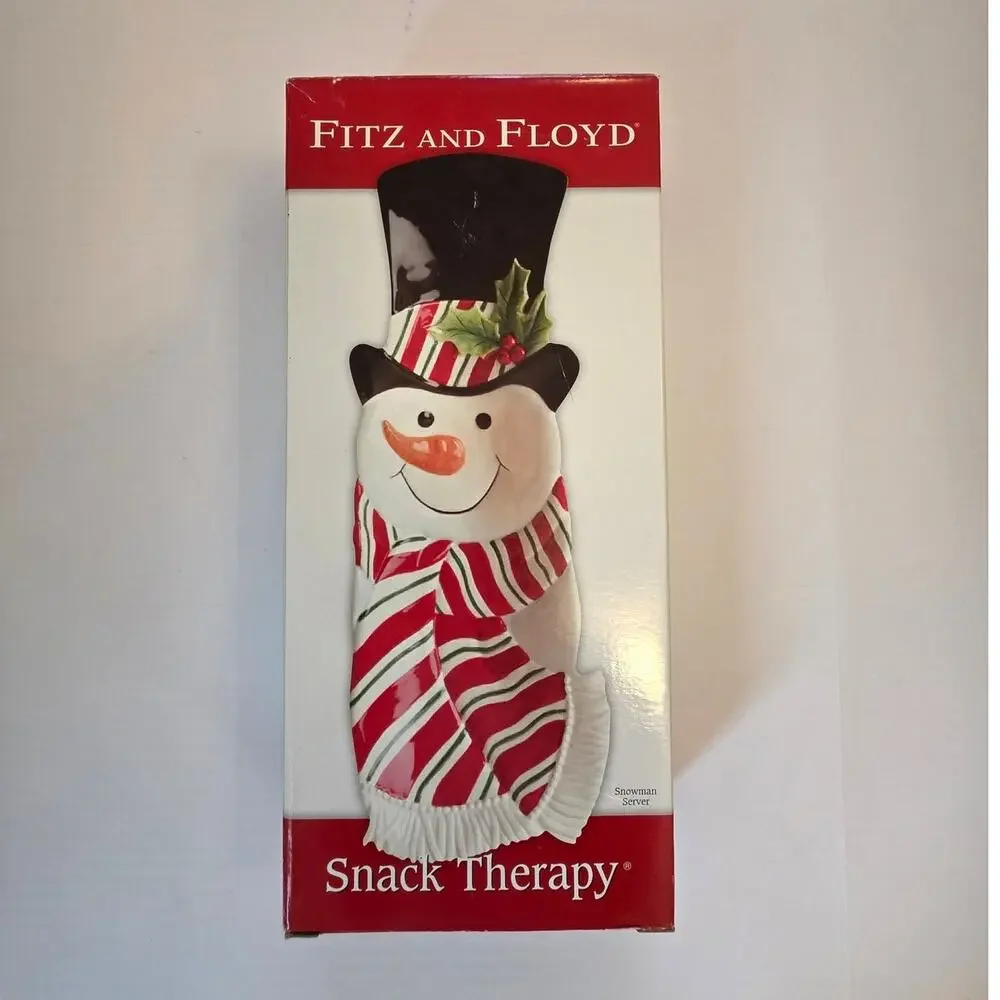 Fitz and Floyd Snowman Ceramic Snack Therapy Collection Holiday Christmas